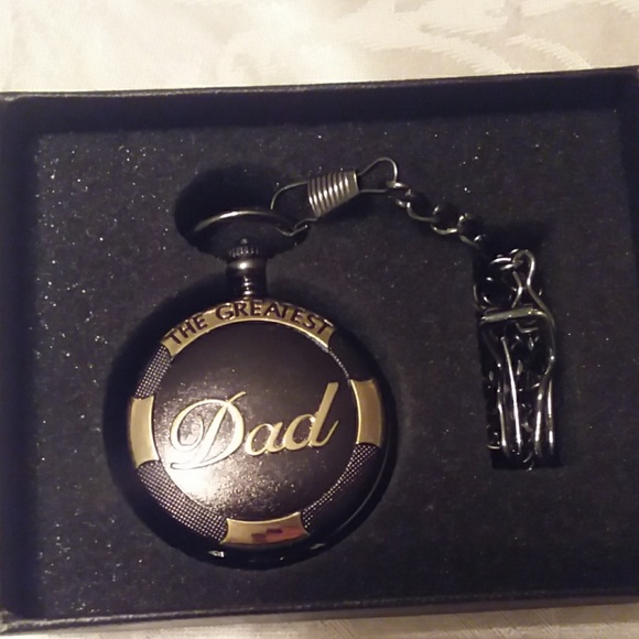 The greatest dad " pocket watch, black and gold - Picture 6 of 6